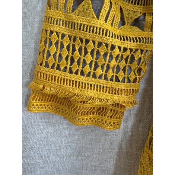 English Factory Women's Yellow Crochet Lace Overlay Top Gray Rayon Lining Small - Picture 6 of 7